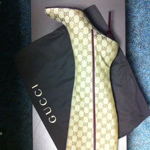 AUTHENTIC - Gucci monogram knee high boots